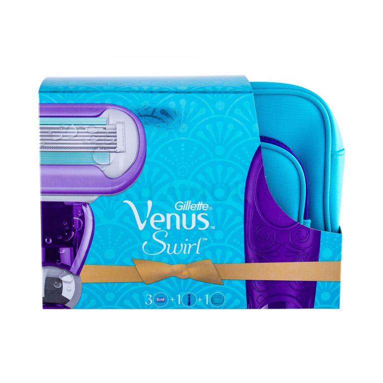 Gillette Venus Swirl Zestaw Maszynka do golenia z jedną głowicą + Zapasowa głowica 2 szt + Kosmetyczka