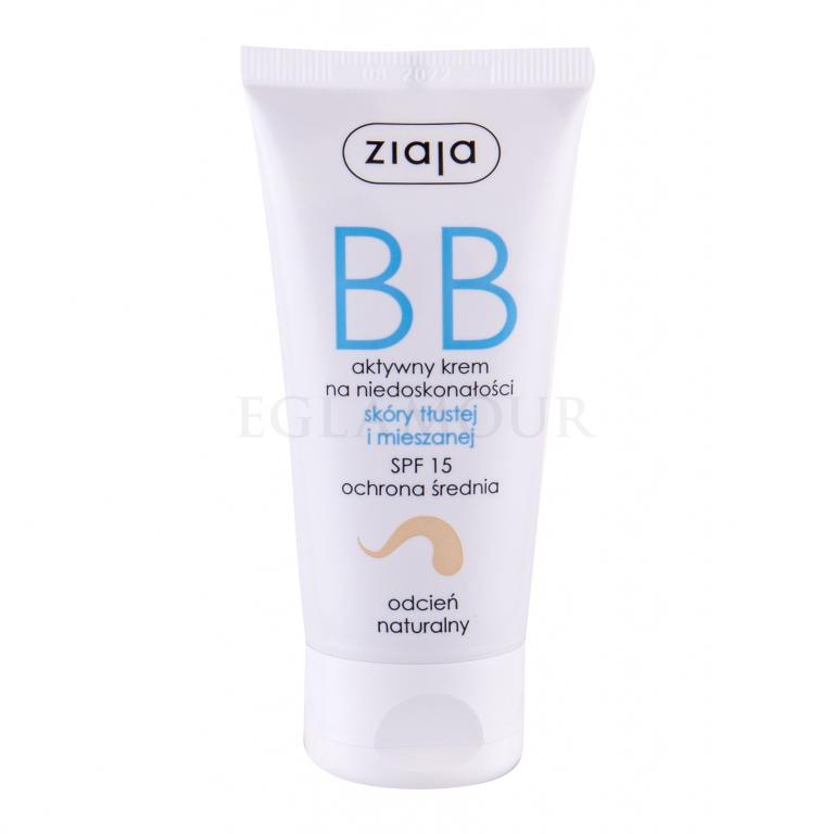 Ziaja BB Cream Oily and Mixed Skin SPF15 Krem BB dla kobiet 50 ml Odcień Natural