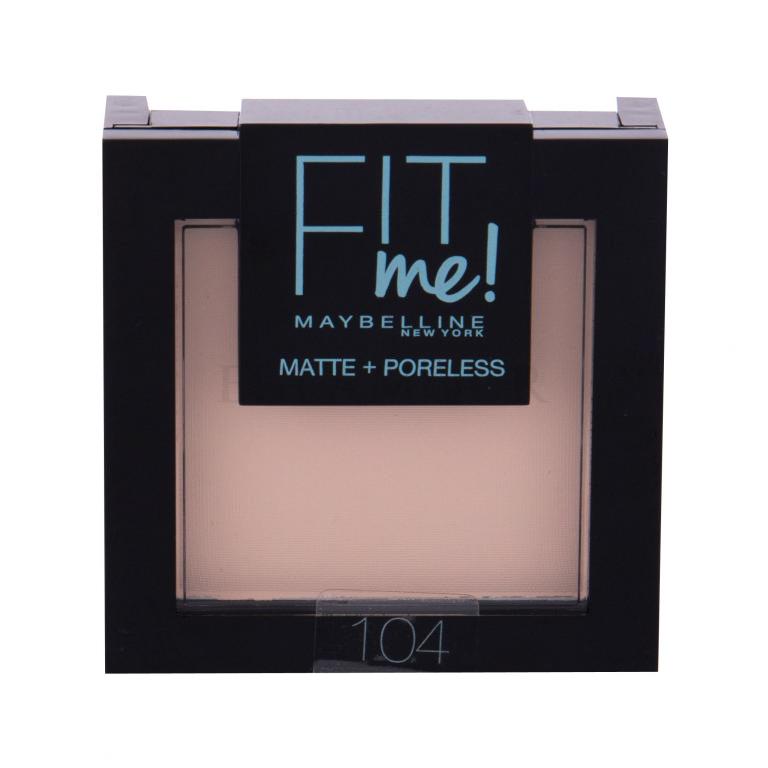 Maybelline Fit Me! Matte + Poreless Puder dla kobiet 9 g Odcień 104 Soft Ivory