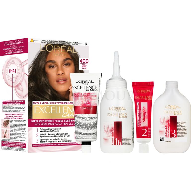L&#039;Oréal Paris Excellence Creme Triple Protection Farba do włosów dla kobiet 48 ml Odcień 400 Brown