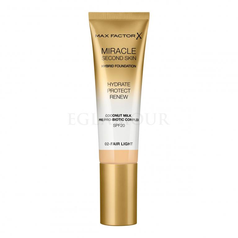 Max Factor Miracle Second Skin SPF20 Podkład dla kobiet 30 ml Odcień 02 Fair Light