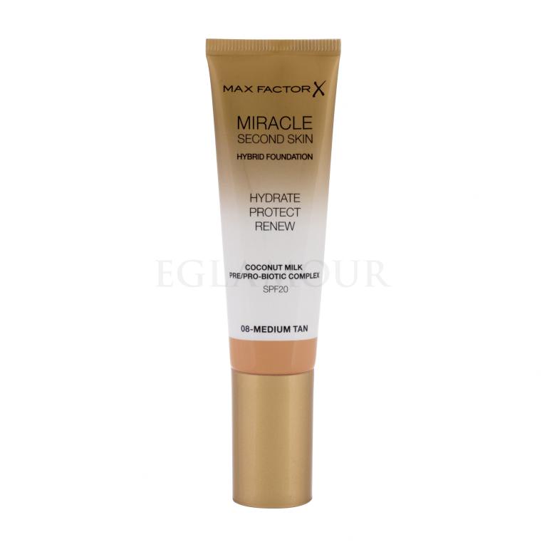 Max Factor Miracle Second Skin SPF20 Podkład dla kobiet 30 ml Odcień 08 Medium Tan