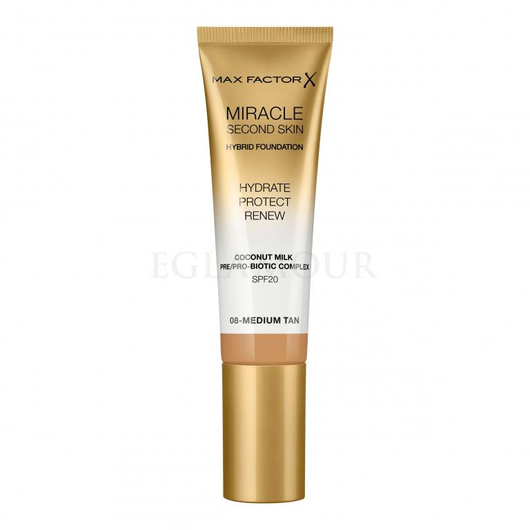 Max Factor Miracle Second Skin SPF20 Podkład dla kobiet 30 ml Odcień 08 Medium Tan