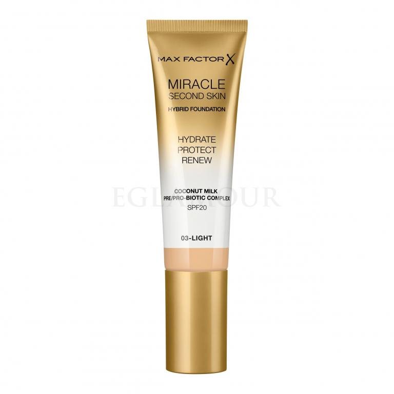 Max Factor Miracle Second Skin SPF20 Podkład dla kobiet 30 ml Odcień 03 Light