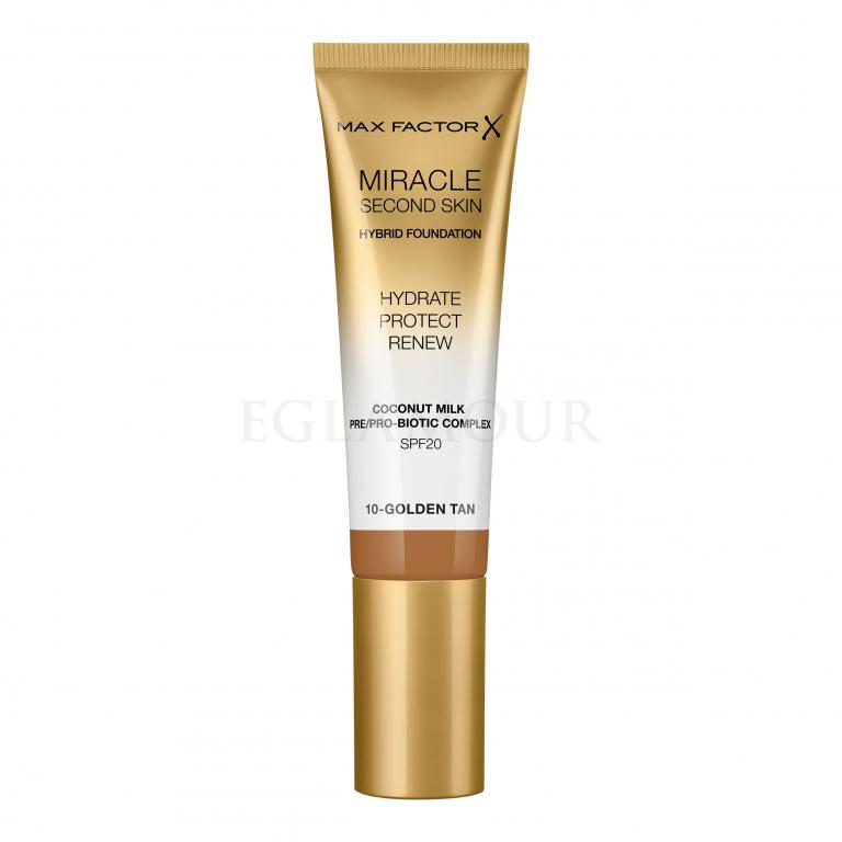 Max Factor Miracle Second Skin SPF20 Podkład dla kobiet 30 ml Odcień 10 Golden Tan