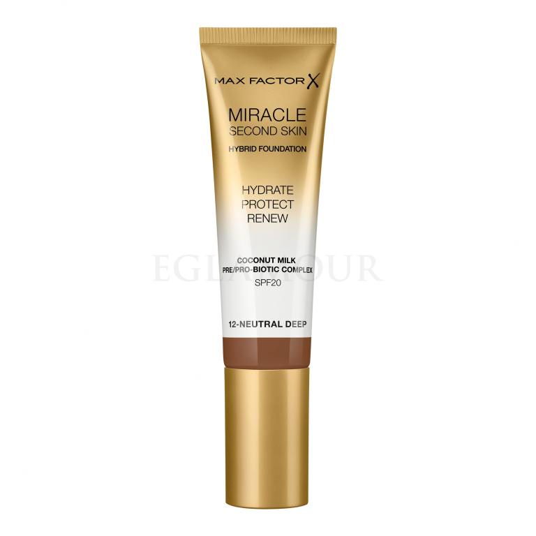 Max Factor Miracle Second Skin SPF20 Podkład dla kobiet 30 ml Odcień 12 Neutral Deep