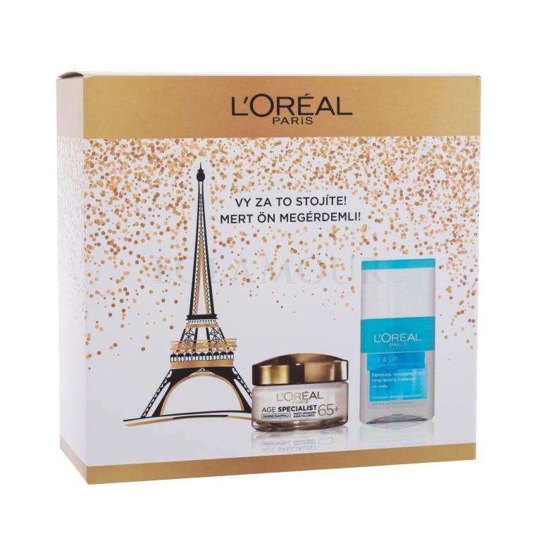 L&#039;Oréal Paris Age Specialist 65+ Zestaw Krem na dzień Age Specialist 65+ 50 ml + Płyn do demakijażu Eye &amp; Lip Express Make-Up Remover 125 ml