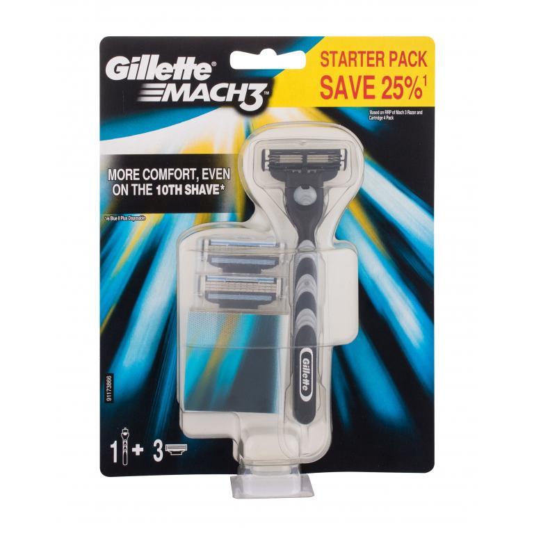Gillette Mach3 Zestaw Maszynka do golenia z jedną głowicą Mach3 1 szt + Zapasowa głowica Mach3 2 szt