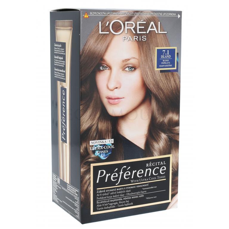 L&#039;Oréal Paris Préférence Farba do włosów dla kobiet 60 ml Odcień 7.1 Island Uszkodzone pudełko