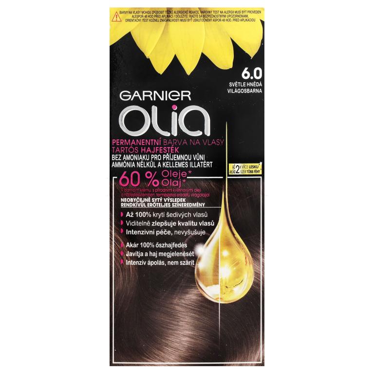 Garnier Olia Permanent Hair Color Farba do włosów dla kobiet 50 g Odcień 6,0 Light Brown