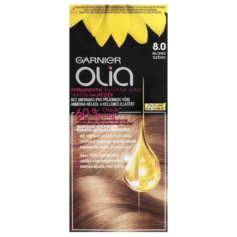 Garnier Olia Permanent Hair Color Farba do włosów dla kobiet 50 g Odcień 8,0 Blond