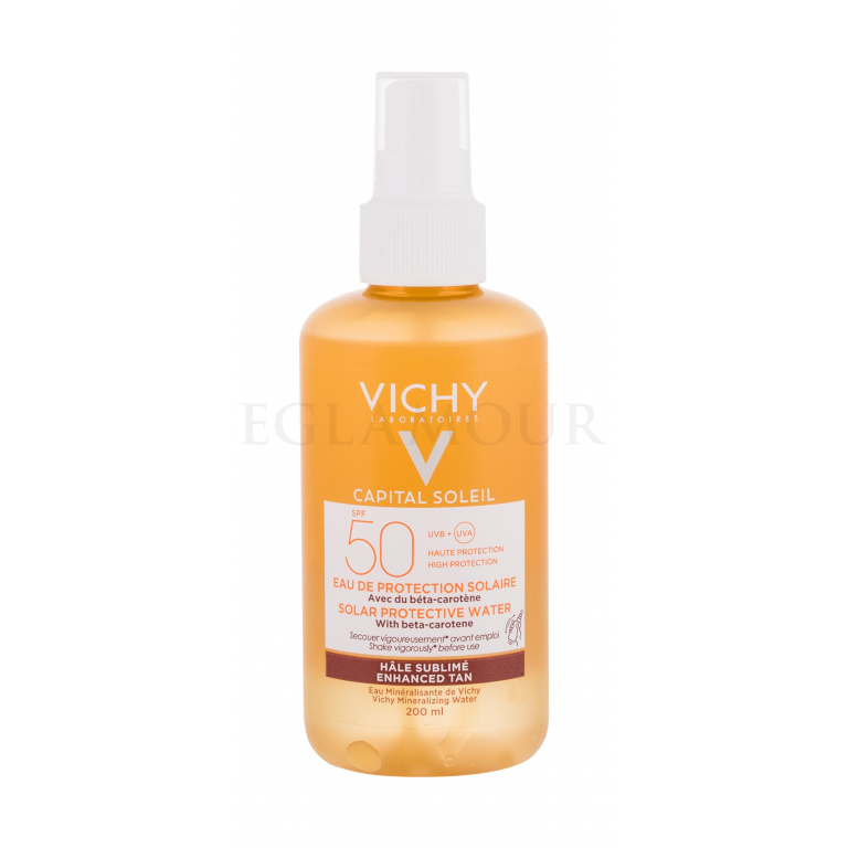 Vichy Capital Soleil Solar Protective Water Enhanced Tan SPF50 Preparat do opalania ciała dla kobiet 200 ml