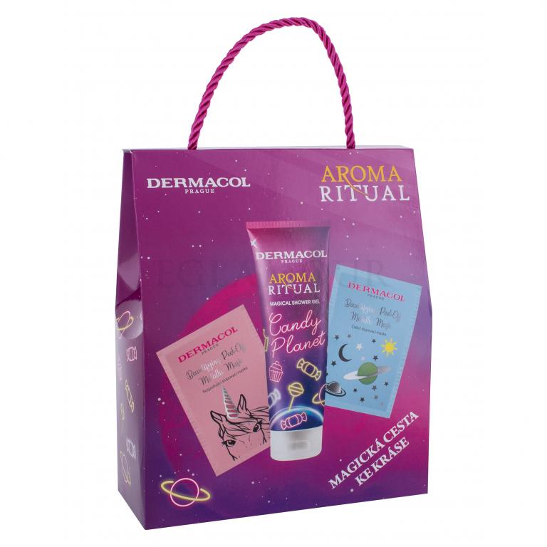 Dermacol Aroma Ritual Candy Planet Zestaw dla kobiet Żel pod prysznic 250 ml + maseczka do twarzy 15 ml + maseczka do twarzy 15 ml Uszkodzone pudełko