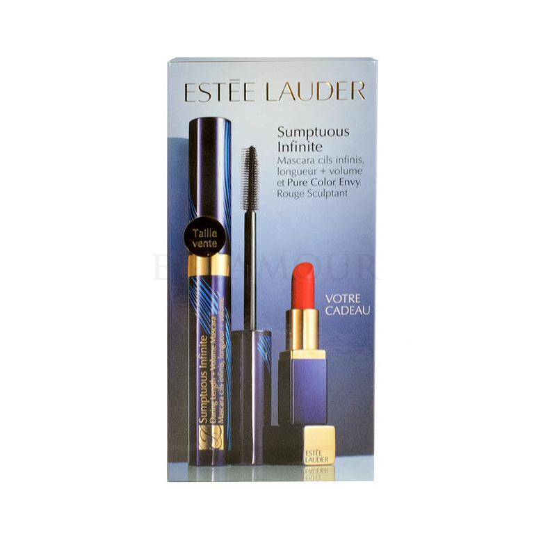 Estée Lauder Sumptuous Infinite Zestaw dla kobiet 6ml Sumptuous Infinite Mascara Black + 1,2g Pure Color Envy Lipstick 04