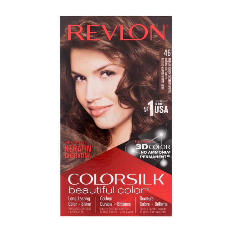 Revlon Colorsilk Beautiful Color Farba do włosów dla kobiet Odcień 46 Medium Golden Chestnut Brown Zestaw