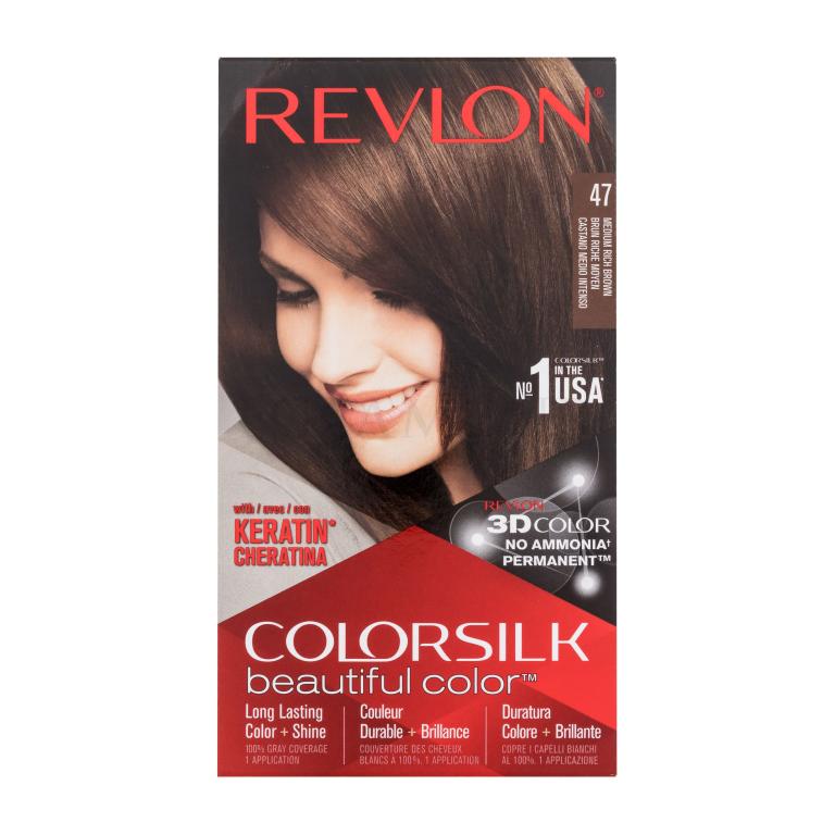 Revlon Colorsilk Beautiful Color Farba do włosów dla kobiet Odcień 47 Medium Rich Brown Zestaw