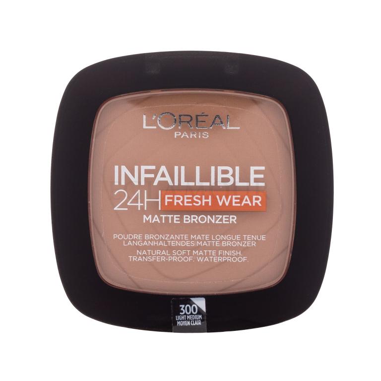 L&#039;Oréal Paris Infaillible 24H Fresh Wear Matte Bronzer Bronzer dla kobiet 9 g Odcień 300 Light Medium