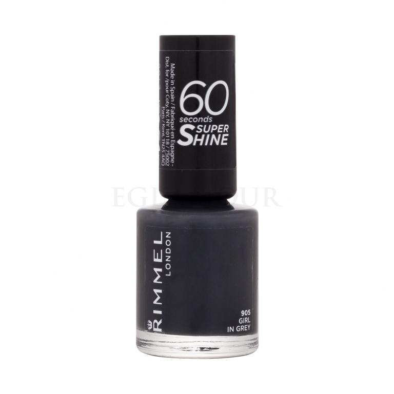 Rimmel London 60 Seconds Super Shine Lakier do paznokci dla kobiet 8 ml Odcień 905 Girl In Grey