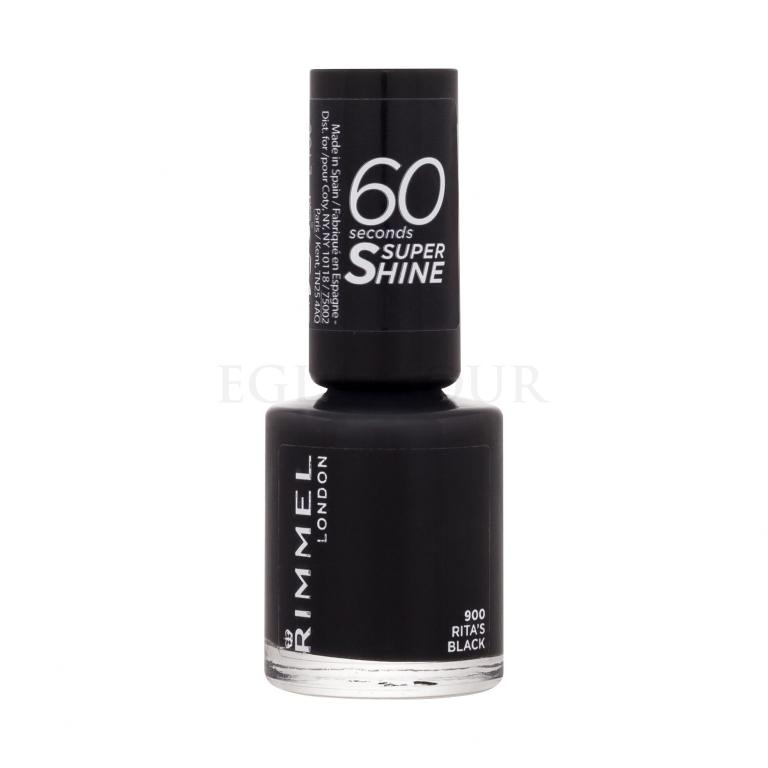 Rimmel London 60 Seconds Super Shine Lakier do paznokci dla kobiet 8 ml Odcień 900 Rita´s Black