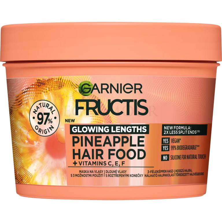 Garnier Fructis Hair Food Pineapple Glowing Lengths Mask Maska do włosów dla kobiet 400 ml