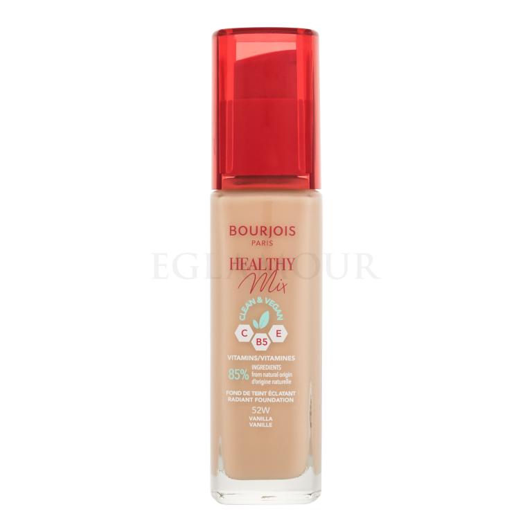 BOURJOIS Paris Healthy Mix Clean &amp; Vegan Radiant Foundation Podkład dla kobiet 30 ml Odcień 52W Vanilla