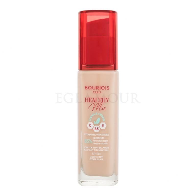 BOURJOIS Paris Healthy Mix Clean &amp; Vegan Radiant Foundation Podkład dla kobiet 30 ml Odcień 50,5N Light Ivory
