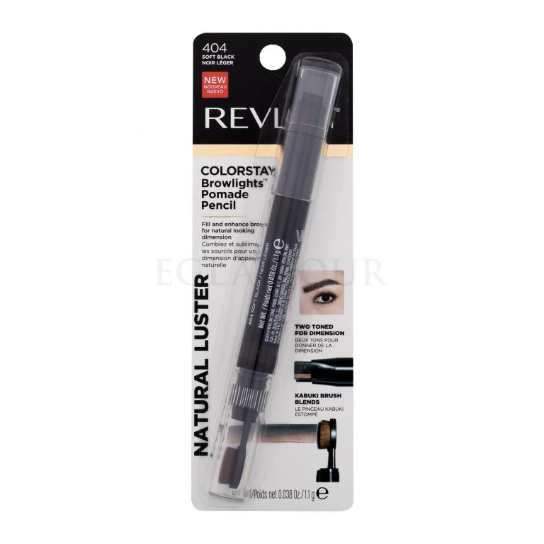 Revlon Colorstay Browlights Pomade Pencil Kredka do brwi dla kobiet 1,1 g Odcień 404 Soft Black