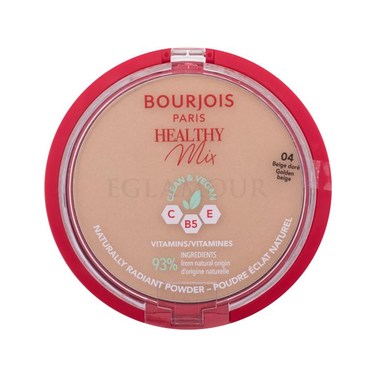 BOURJOIS Paris Healthy Mix Clean &amp; Vegan Naturally Radiant Powder Puder dla kobiet 10 g Odcień 04 Golden Beige