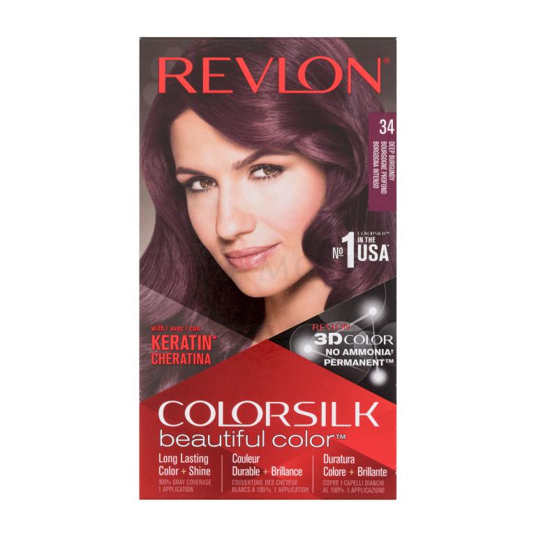 Revlon Colorsilk Beautiful Color Farba do włosów dla kobiet 59,1 ml Odcień 34 Deep Burgundy Uszkodzone pudełko