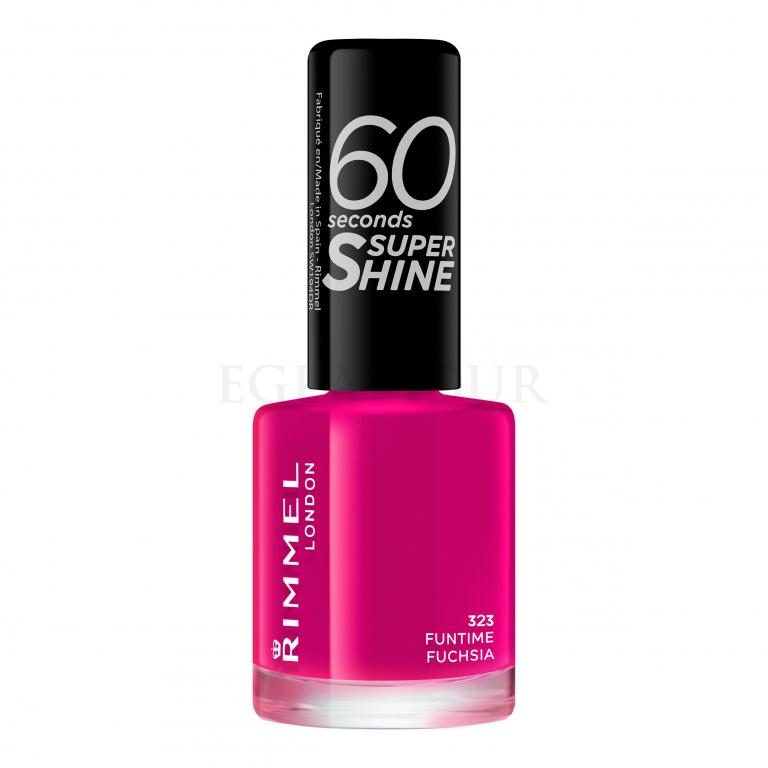 Rimmel London 60 Seconds Super Shine Lakier do paznokci dla kobiet 8 ml Odcień 323 Funtime Fuchsia