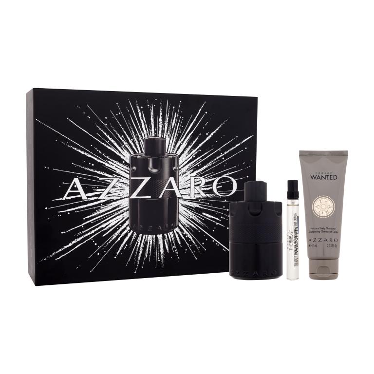 Azzaro The Most Wanted Zestaw woda perfumowana 100 ml + woda perfumowana 10 ml + szampon do włosów i ciała Wanted 75 ml