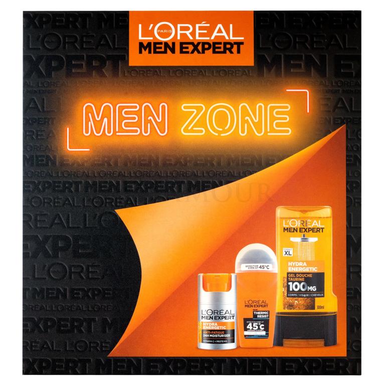 L&#039;Oréal Paris Men Expert Men Zone Zestaw Krem nawilżający Men Expert Hydra Energetic Daily Moisturizer 50 ml + żel pod prysznic Men Expert Hydra Energetic 300 ml + antyperspirant Men Expert Thermic Resist Antiperspirant 50 ml