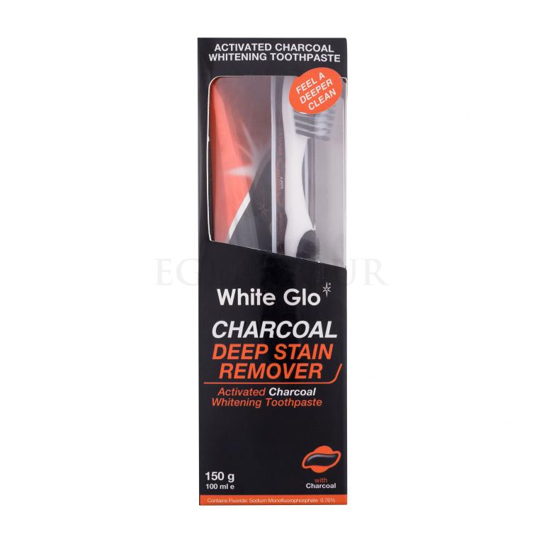 White Glo Charcoal Deep Stain Remover Pasta do zębów Zestaw
