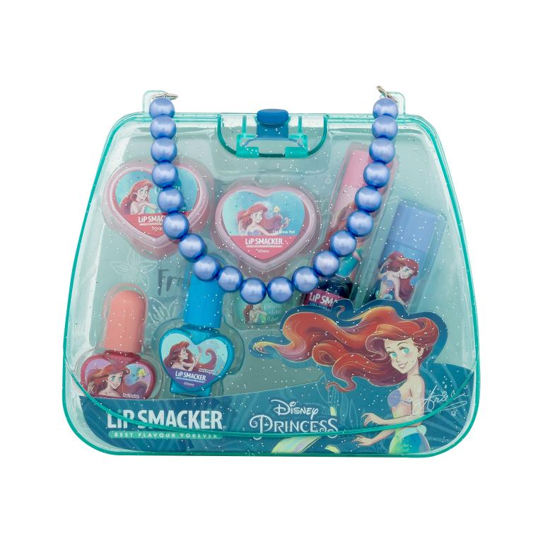 Lip Smacker Disney Princess Ariel Mini Makeup Bag Zestaw balsam do ust 2 x 3,4 g + kremowy błyszczyk do ust 2 x 2 g + lakier do paznokci 2 x 4,25 g + pierścionek + plastikowa torebka