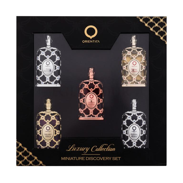 Orientica Luxury Collection Zestaw woda perfumowana Royal Amber 7,5 ml + woda perfumowana Royal Bleu 7,5 ml + woda perfumowana Velvet Gold 7,5 ml + woda perfumowana Oud Safron 7,5 ml + woda perfumowana Amber Rouge 7,5 ml