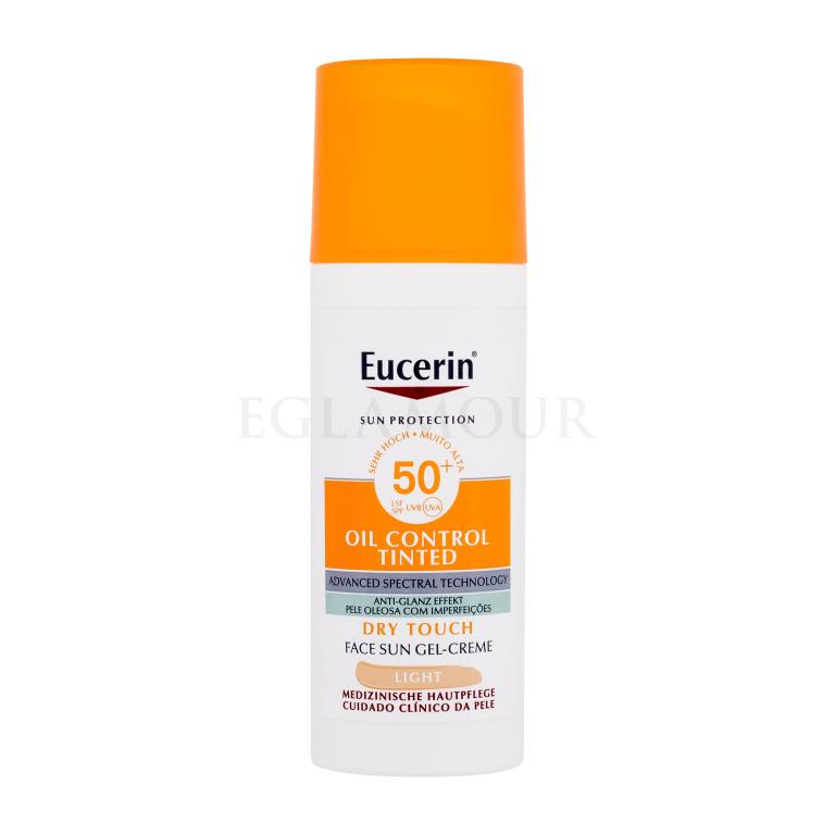Eucerin Sun Oil Control Tinted Dry Touch Sun Gel-Cream SPF50+ Preparat do opalania twarzy 50 ml Odcień Light