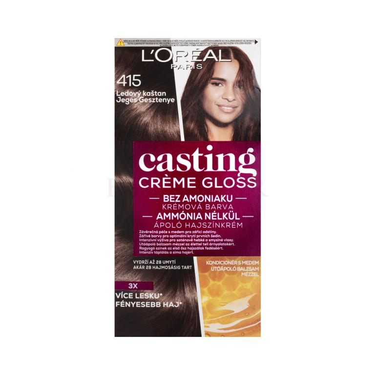 L&#039;Oréal Paris Casting Creme Gloss Farba do włosów dla kobiet 48 ml Odcień 415 Iced Chestnut
