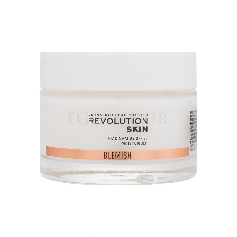 Revolution Skincare Blemish Niacinamide Moisturiser SPF30 Krem do twarzy na dzień dla kobiet 50 ml Uszkodzone pudełko