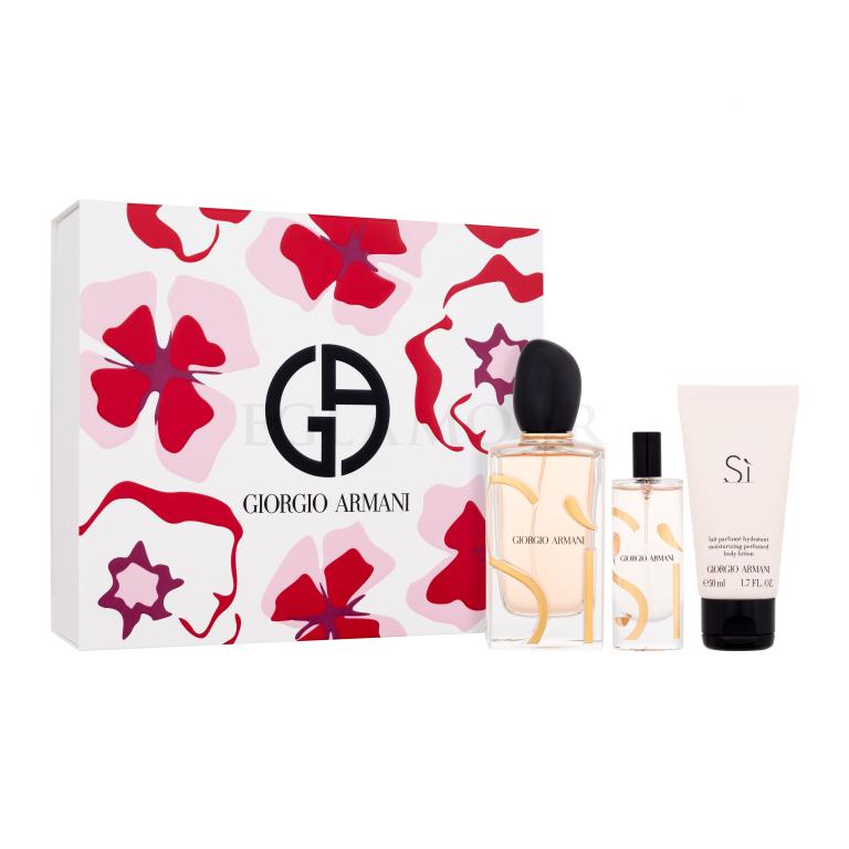 Giorgio Armani Sì Zestaw woda perfumowana 100 ml + mleczko do ciała 50 ml + woda perfumowana 15 ml