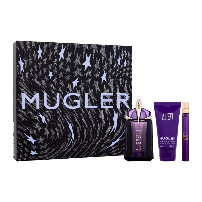 Mugler Alien Zestaw woda perfumowana 60 ml + mleczko do ciała 50 ml + woda perfumowana 10 ml