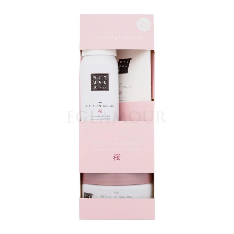 Rituals The Ritual Of Sakura 3 Renewing Bestsellers Zestaw pianka pod prysznic 50 ml + krem do ciała 70 ml + peeling do ciała 125 g