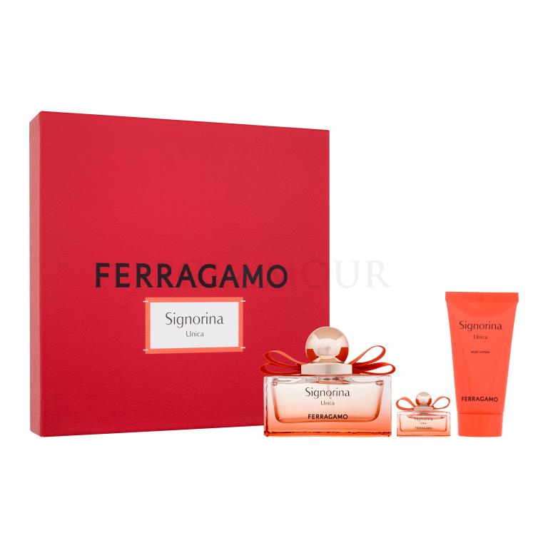 Ferragamo Signorina Unica Zestaw woda perfumowana 100 ml + mleczko do ciała 50 ml + woda perfumowana 5 ml