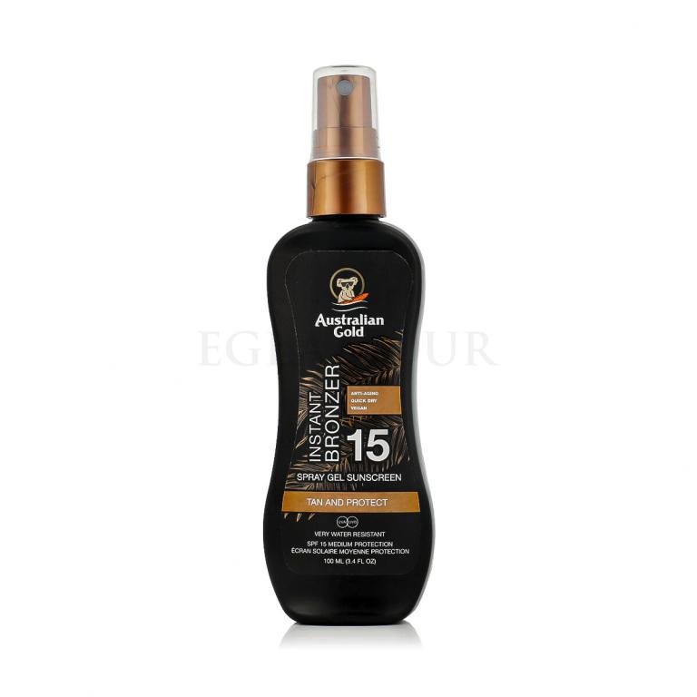 Australian Gold Instant Bronzer Spray Gel Sunscreen SPF15 Preparat do opalania ciała dla kobiet 100 ml