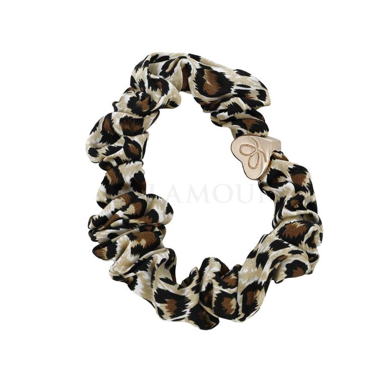 By Eloise London Silk Scrunchie Gold Heart Gumka do włosów dla kobiet 1 szt Odcień Leopard