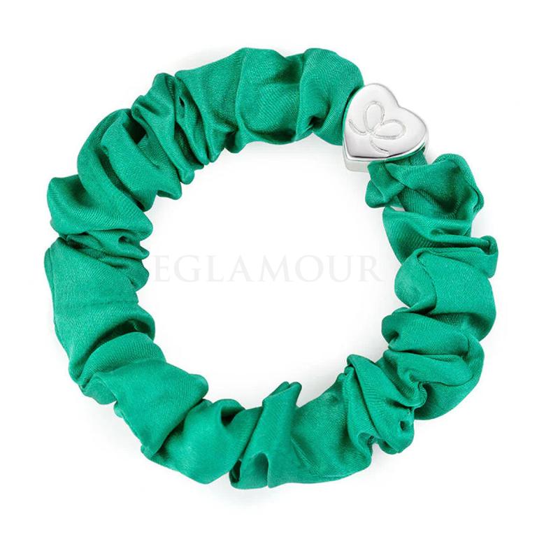 By Eloise London Silk Scrunchie Silver Heart Gumka do włosów dla kobiet 1 szt Odcień Jungle Green
