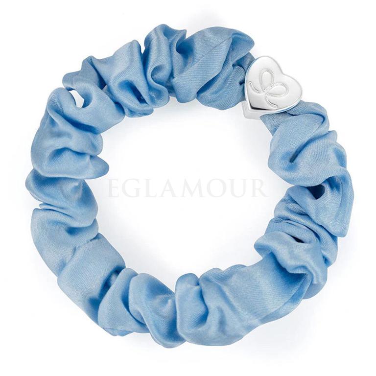 By Eloise London Silk Scrunchie Silver Heart Gumka do włosów dla kobiet 1 szt Odcień Sky Blue