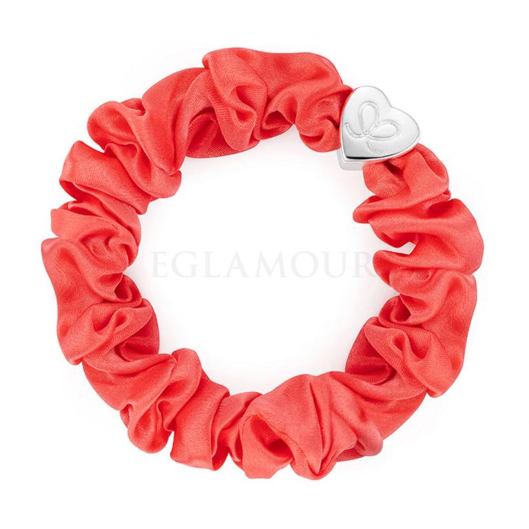 By Eloise London Silk Scrunchie Silver Heart Gumka do włosów dla kobiet 1 szt Odcień Neon Peach