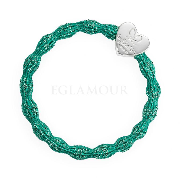 By Eloise London Metallic Silver Heart Gumka do włosów dla kobiet 1 szt Odcień Biscay Green
