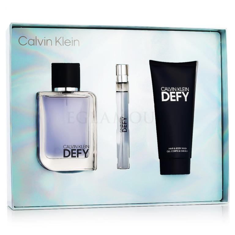 Calvin Klein Defy Zestaw woda toaletowa 100 ml + żel pod prysznic 100 ml + woda toaletowa 10 ml