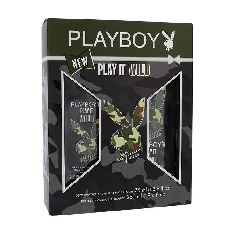 Playboy Play It Wild Zestaw Deodorant 75ml + 250ml Żel pod prysznic Uszkodzone pudełko